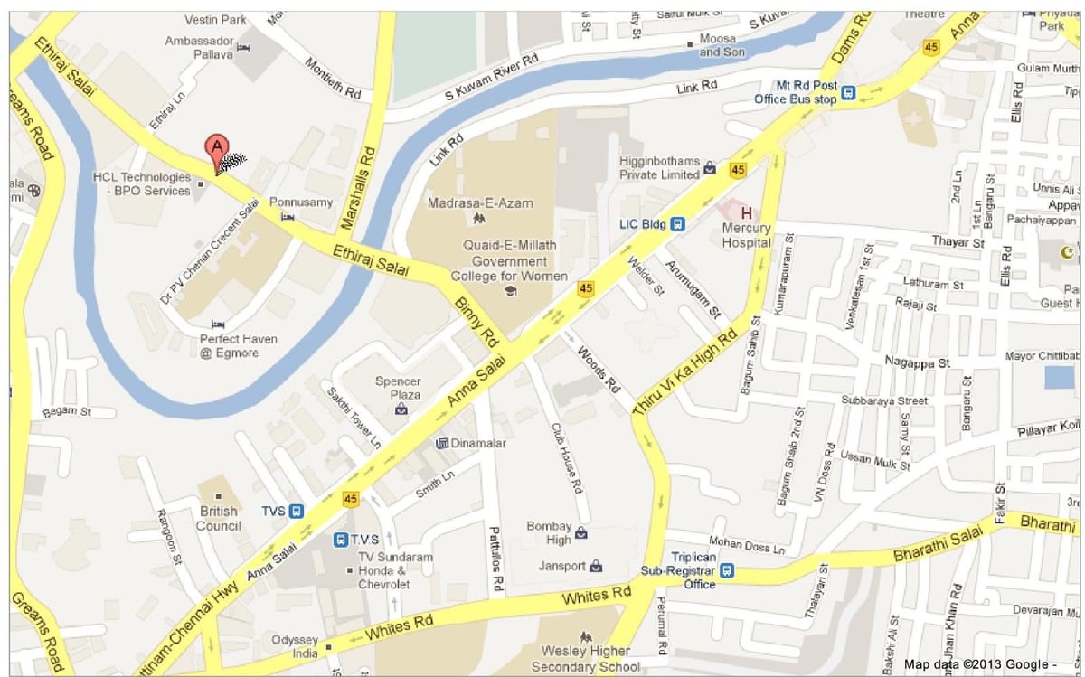 Anna Salai Chennai térkép