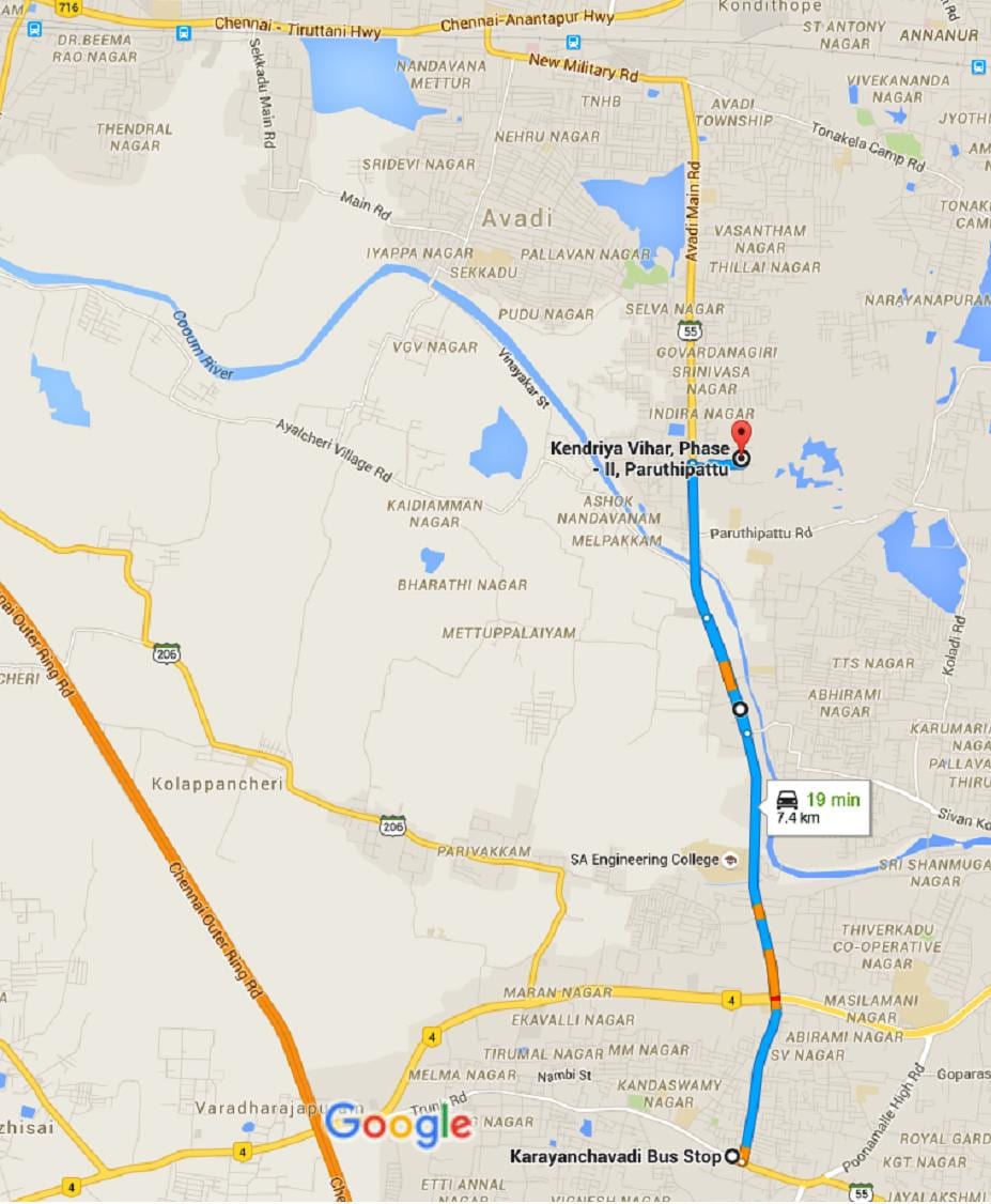 Chennai Avadi térkép