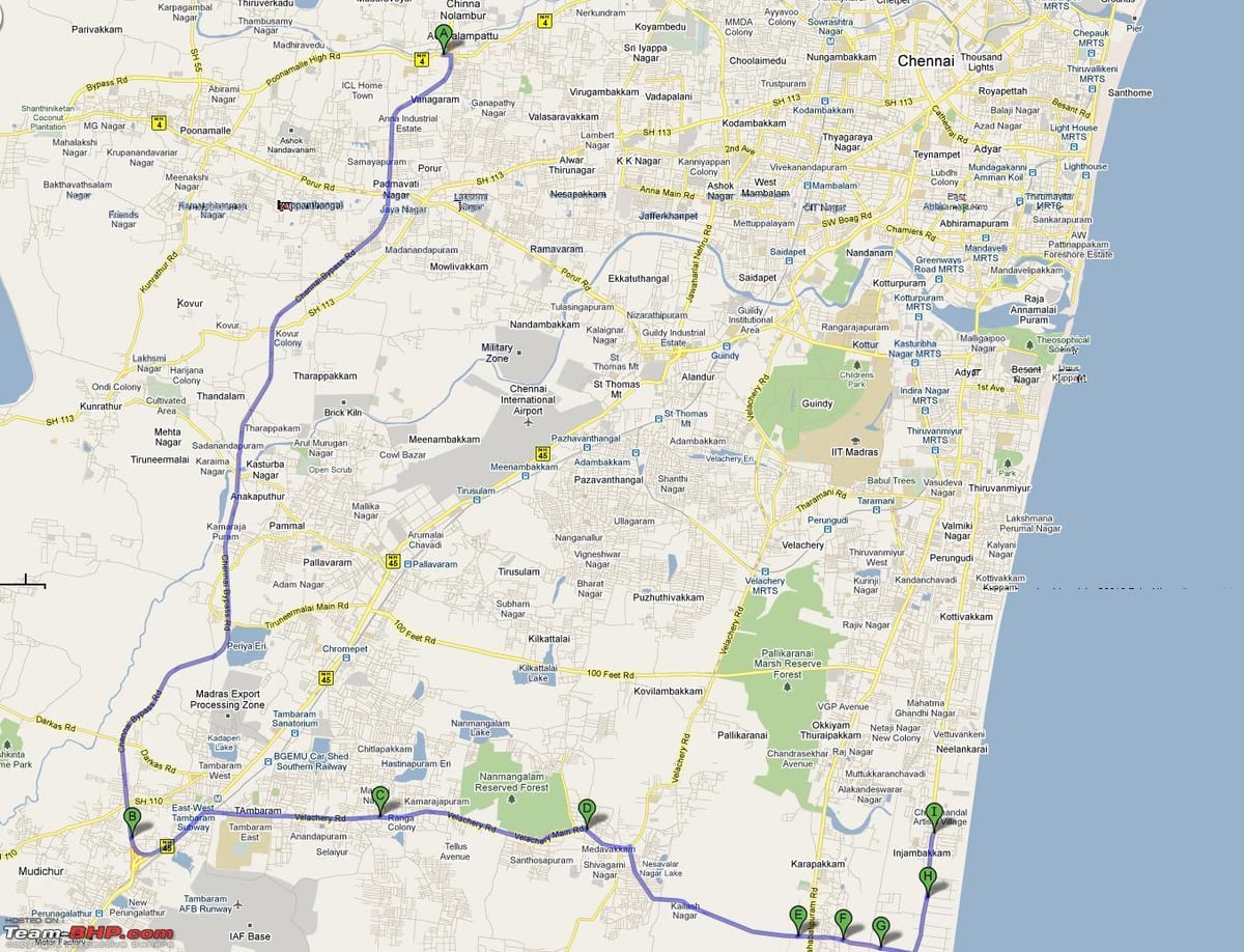 útvonal térkép Chennai