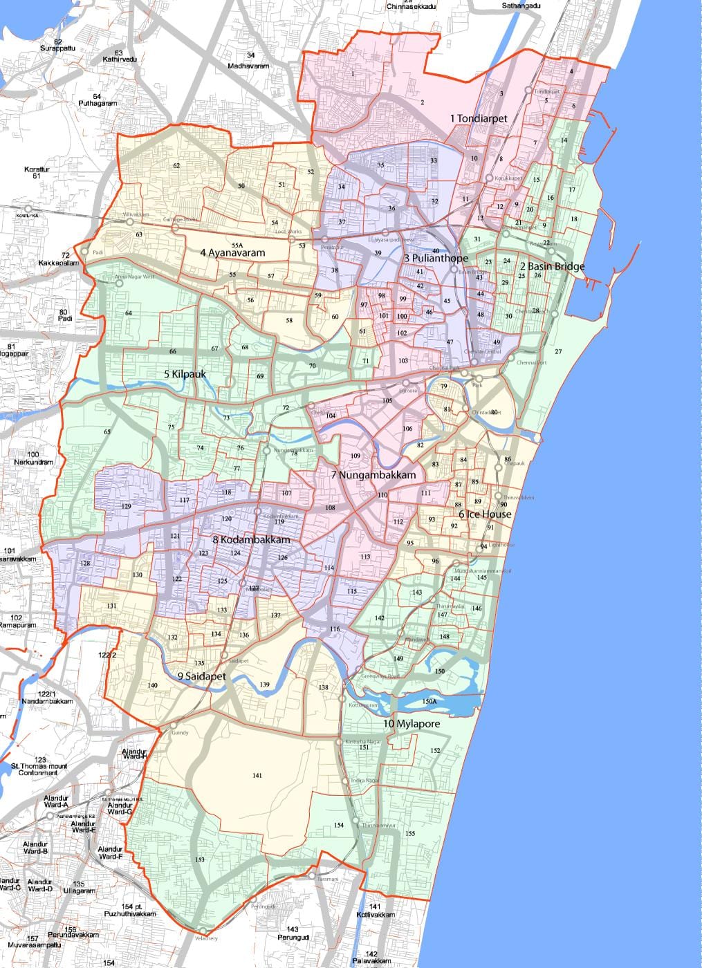 nagyobb Chennai corporation térkép