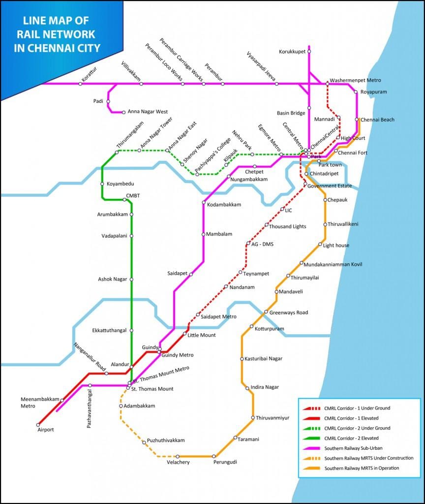 Chennai helyi vonat útvonal térkép
