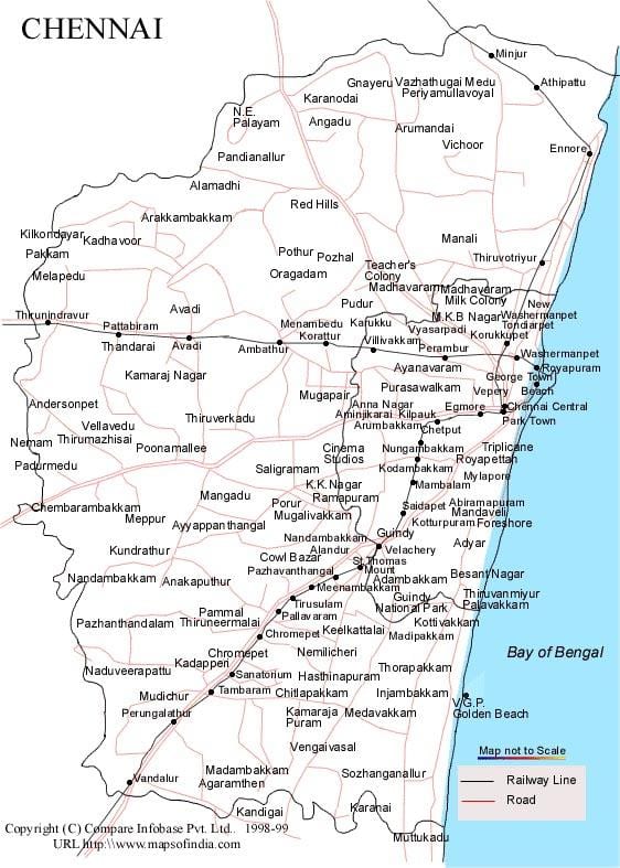 Chennai térkép irányban