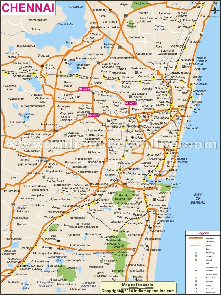 Chennai város teljes térkép