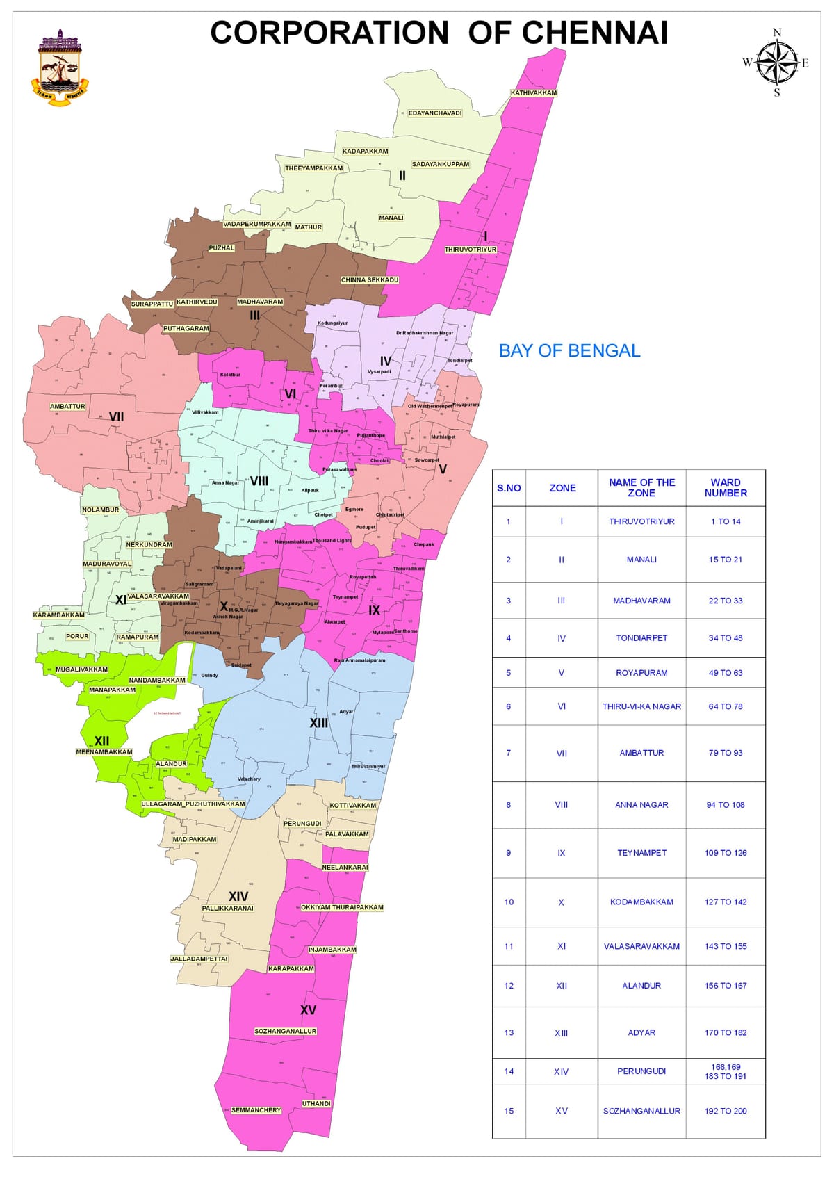 Chennai corporation ward térkép