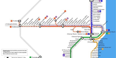 Chennai elővárosi vasúti térkép