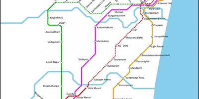 Chennai helyi vonat útvonal térkép