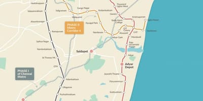 Metró a Chennai útvonal térkép 2. szakasz